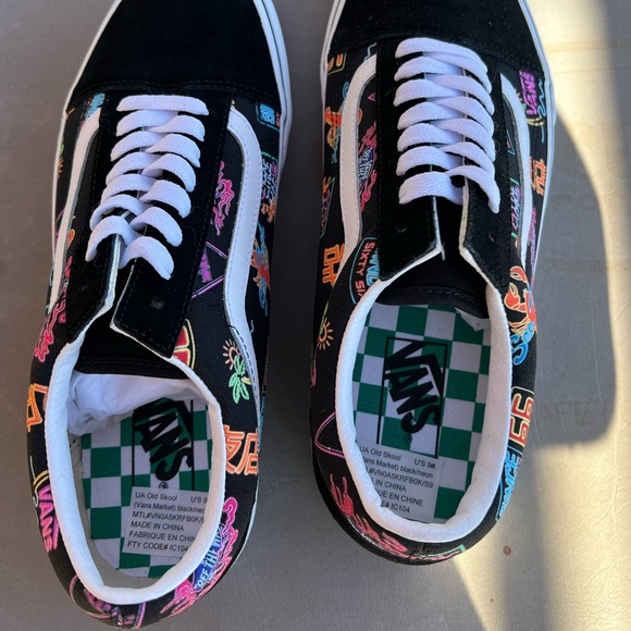 VANS old skool black neon NWT sz mens 9 sz woman’s 10.5 - Picture 5 of 14